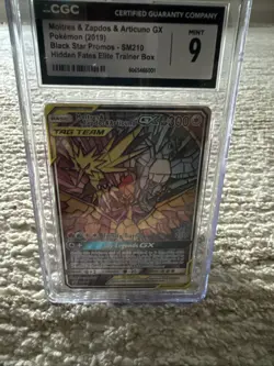 Pokemon TCG Moltres Zapdos Articuno GX Black Star Promo Card SM210 CGC 9 Mint - Image 1