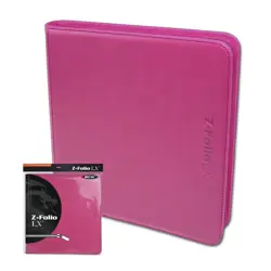Gaming Card Album BCW Zippered Z Folio LX Leatherette 12 Pocket Pages Pink NEW - Image 1