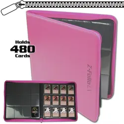 Gaming Card Album BCW Zippered Z Folio LX Leatherette 12 Pocket Pages Pink NEW - Image 3