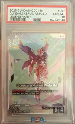 Gundam 2025 Gundam Card Game GD01 Gundam Aerial Rebuild LR+ #067 PSA 10 - Image 1