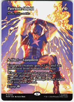 MAGIC MTG PATRIOTIC SHIELD - SWORD OF FIRE AND ICE (BORDERLESS) 100 MARVEL-LEGAL - Image 1