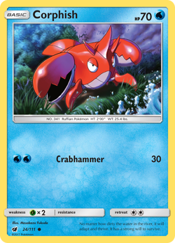 Corphish 24/111 Common Crimson Invasion Pokemon Reverse Holo Lightly Played - Image 2