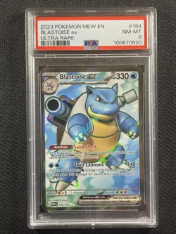 Pokemon Cards PSA 8 NM-MT Blastoise ex Ultra Rare 151 Ultra Rare S&V 184/165 - Image 1