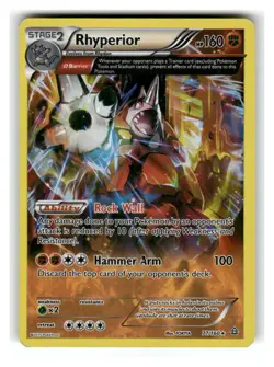 Rhyperior 77/160 Rare Primal Clash Pokemon Reverse Holo Moderately Played - Image 1