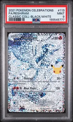 2021 Pokemon Celebrations Classic Black & White #113 FA Reshiram PSA 9 MINT - Image 1