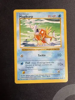 Pokemon TCG Magikarp 35/102 Base Set Shadowless Uncommon Vintage MP Condition - Image 2