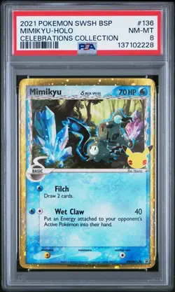 PSA 8 Pokemon Mimikyu Celebrations Delta Species SWSH136 Black Star Promo - Image 1