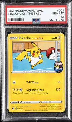 2020 POKEMON FUTSAL #001 PIKACHU ON THE BALL PSA 10 - Image 1
