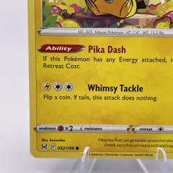 Pikachu 052/196 Lost Origin English Pokemon Card TCG - Image 4