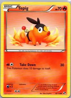 Pokemon TCG Tepig 16/114 Black White NM - Image 1