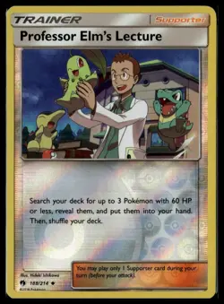 Professor Elm's Lecture 188/214 Uncommon Lost Thunder Pokemon Reverse Holo NM - Image 1