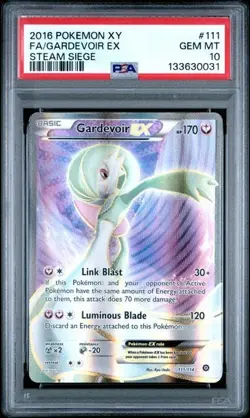 2016 Pokemon XY Steam Siege Full Art Gardevoir EX 111/114 #111 PSA 10 - Image 1