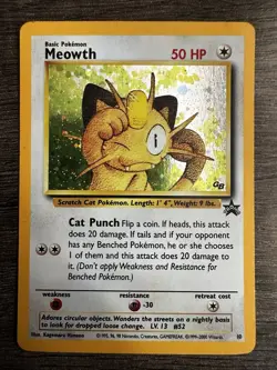 MEOWTH Black Star GameBoy Promo #10 Holo Rare Pokemon Card WOTC GB - Image 1