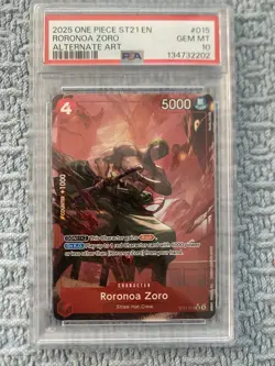 One Piece ST21-015 Zoro Start Deck Parelle Alternate Alt Art Foil ENG PSA 10 - Image 1