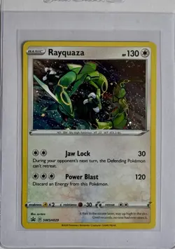 Rayquaza SWSH029 Sword Shield Cosmos Holo Black Star Promo Pokemon Card NM Swirl - Image 1