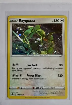 Rayquaza SWSH029 Sword Shield Cosmos Holo Black Star Promo Pokemon Card NM Swirl - Image 2