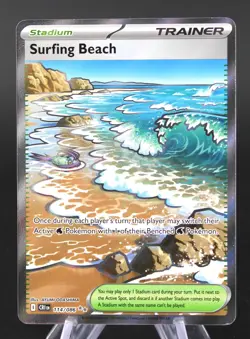 Surfing Beach 114/086 Ultra Rare Chaos Rising Pokemon Holo Near Mint - Image 1