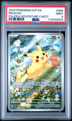 2024 POKEMON SVP EN-SV BLACK STAR PROMO PALDEA ADVENTURE CHEST PIKACHU PSA 9 - Image 1