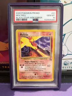 2000 Pokemon Promo Black Star Promo AOKI Error #21 Moltres PSA 10 GEM MINT - Image 1