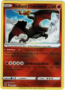 Radiant Charizard 020/159 Radiant Rare Crown Zenith Pokemon Holo NM - Image 1