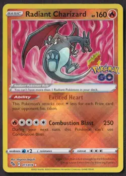 Radiant Charizard 011/078 Radiant Rare Pokemon GO Pokemon Holo Near Mint - Image 1
