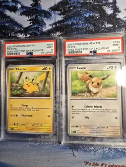 Eevee & Pikachu Pokemon Together Stamp Sequential Set Promo PSA 9 Stamped - Image 1