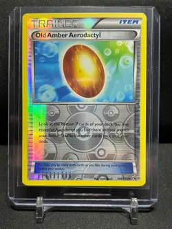 Old Amber Aerodactyl 106/124 Reverse Holo Pokemon 2016 Fates Collide LP - Image 1