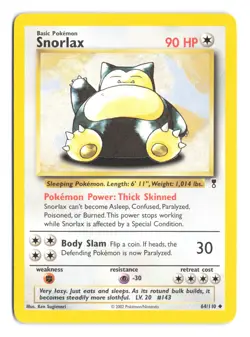 Snorlax Non-Holo Uncommon 64/110 Legendary Collection Pokemon - Image 1