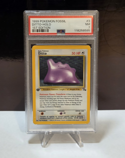 PSA 7 Ditto 3/62 1st Edition 1999 Pokemon Fossil Holo Rare English - Image 1