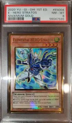Yugioh 2020 Elemental Hero Stratos 1st Ed. MAGO-EN004 PSA 8 - Image 1