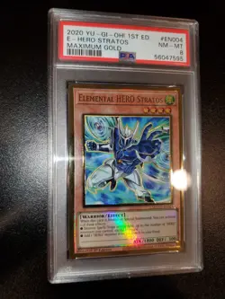 Yugioh 2020 Elemental Hero Stratos 1st Ed. MAGO-EN004 PSA 8 - Image 2