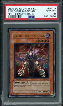 Yu-Gi-Oh EEN-EN019 1st Edition Ultimate Rare Rapid-Fire Magician PSA 10 GEM MINT - Image 1