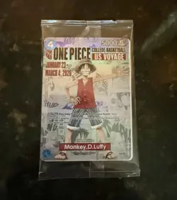 ONE PIECE TCG Monkey D. Luffy US Voyage College Basketball Promo Holo SEALED - Image 1