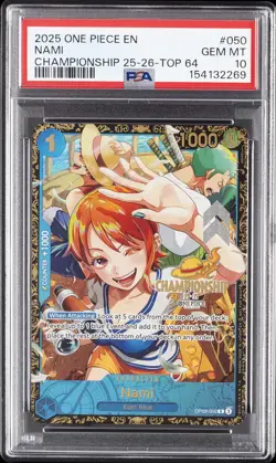 2025 ONE PIECE PROMOS CHAMPIONSHIP 25-26-TOP 64 #050 NAMI PSA 10 - Image 1