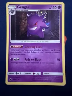 Pokemon 2017 SM Crimson Invasion Gengar 38/111 Holo Rare Card Near Mint - Image 1