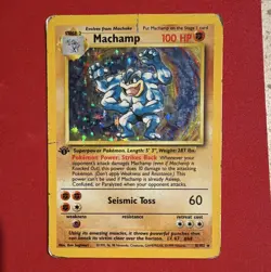 Pokemon TCG Machamp 8/102 Base Set 1st Edition Holo Rare English 1999 HP - Image 1