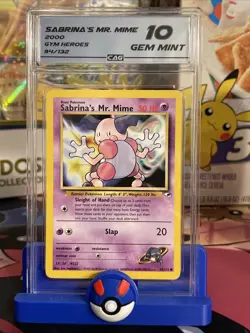 2000 Pokemon Gym Heroes SABRINA'S MR. MIME 94/132 CAG GEM MINT 10 - Image 1