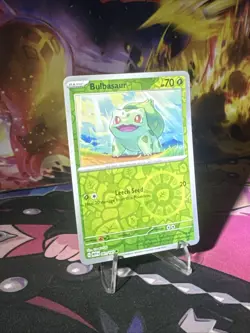 Bulbasaur 1/165 Scarlet & Violet 151 Common Pokemon TCG 2023 reverse holo - Image 3