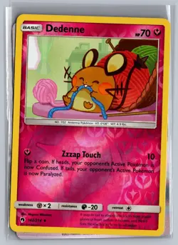 Dedenne 142/214 Uncommon Lost Thunder Pokemon Reverse Holo Near Mint - Image 1