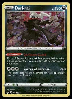 Darkrai 105/189 Holo Rare Darkness Ablaze Pokemon NM/M - Image 1