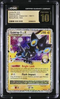 CGC 10 Pristine Luxray GL Lv. X 109/111 Holo Rare Celebrations Classic Pokemon - Image 1