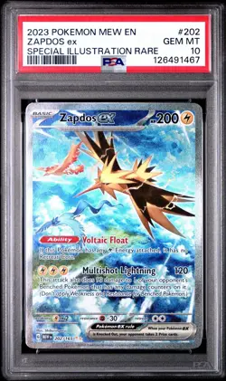 2023 POKEMON MEW EN-151 SPECIAL ILLUSTRATION RARE #202 ZAPDOS EX PSA 10 - Image 1