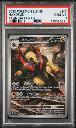 2025 POKEMON BLK EN-BLACK BOLT ILLUSTRATION RARE #147 HAXORUS PSA 10 - Image 1