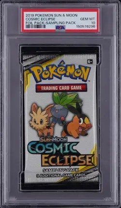 2019 POKEMON SUN & MOON COSMIC ECLIPSE FOIL PACK-SAMPLING PACK PSA 10 - Image 1