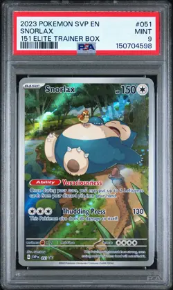 2023 Pokemon Svp En-Sv Black Star Promo #051 Snorlax 151 Elite Trainer Box PSA 9 - Image 1