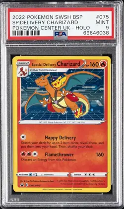 2022 POKEMON SWSH BLACK STAR PROMO #075 SPECIAL DELIVERY CHARIZARD-HOLO PSA 9 - Image 1