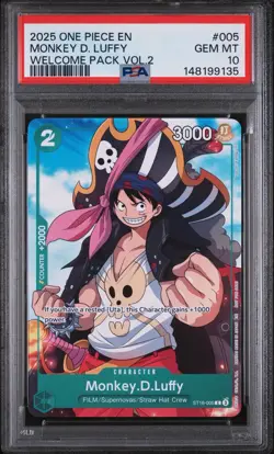 2025 One Piece Monkey D. Luffy 005 Welcome Pack Vol.2 PSA 10 - Image 1
