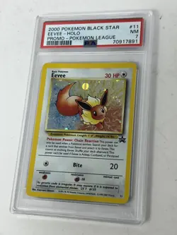 2000 Pokemon TCG Eevee Black Star Promo Holo Pokemon League #11 PSA 7 NM - Image 1