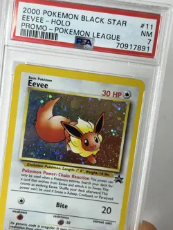 2000 Pokemon TCG Eevee Black Star Promo Holo Pokemon League #11 PSA 7 NM - Image 4