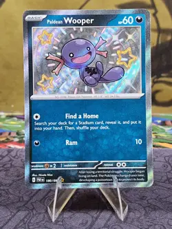 Pokemon TCG Paldean Wooper 180/091 Paldean Fates Baby Shiny Rare Holo Card NM - Image 1